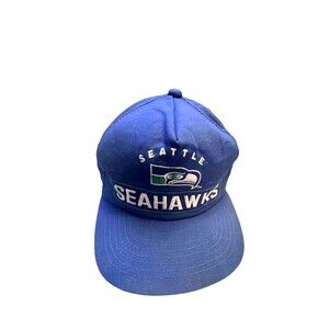 Vintage 80s Seattle Seahawks NFL Sports Specialties Script Logo SnapBack Hat Cap